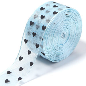 10 Yards 2.5cm Love Printed Ribbon Polyester Sewing Accessories DlY Ribbon Mesh Ribbon For Holiday Decoration Packing Gifts DIY