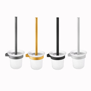 baokemo Toilet Brush Aluminum Wall-Mounted  Cleaning Brush With Glass Cup Bathroom Sanitary Brush  Long Handle Brush  Toilet Bathroom Accessories