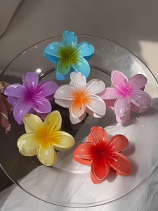 Six colors Gradient Flower Hair Accessories Set Beach Style Hairpins Flower Claw Clips Summer Flower Hairpins Hawaiian Style