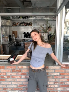Asymmetrical double lined top Buy 1 Take 2 Free(Total of 3pcs) Half-Off Shoulder Basic Solid Top Womenswear
