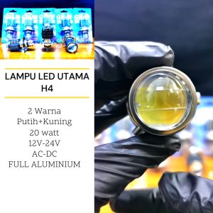 Lampu LED Utama Motor Mobil H4 Laser D2 2 Warna Putih Kuning HI LOW AC DC Vixion Ninja R15
