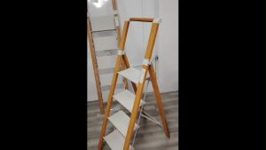 WOODEN Aluminum Ladder 4STEP 5STEP Ladder Folding Step Stool with HANDRAILS 150Kg Capacity Collapsible Ladders