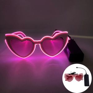 Retro LED Flashing Women Sunglasses Bachelorete Party Decoration Wedding Pink Heart Glasses Bride to be Valentines day Props