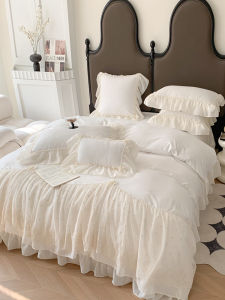 ชุดผ้าม่านรูปเจ้าหญิง ผ้าฝ้ายซักได้ ลายลูกไม้ เสื้อผ้าเด็กผู้หญิง ชุดนอนฤดูใบไม้ผลิและฤดูร้อน สีสันสดใส 4 ชิ้น