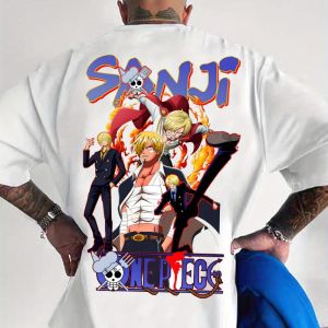 Bandai | ONE PIECE Anime Printed Mens T-Shirt Mens and Womens Spring and Summer New Street Hip Hop Casual Loose Parent Child Top