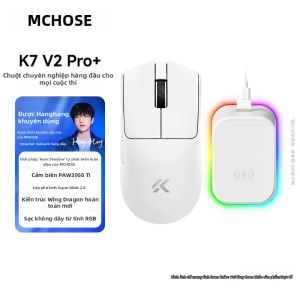 MCHOSE | Chuột Chơi Game Không Dây MCHOSE K7 V2 Ultra+ 8K Ba Chế Độ 50000DPI RGB Đế Từ Tính Lớp Phủ Siêu Trơn Trượt Dành Cho PC - PAW3955 TI 2.4Ghz