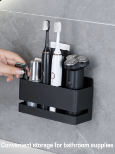 YT Electric Toothbrush Holder Wall Mounted Aluminum Storage Rack Sticker Installation