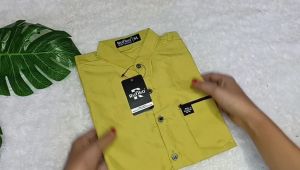 R041 Baju Muslim Anak Terbaru Koko Anak Laki Laki Kemko Anak Kerah Sanghai Lengan Pendek Katun Halus
