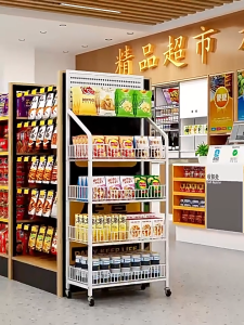Multi Layer Convenience Store Display Rack Mobile Snack Beverage Toy Storage Shelf