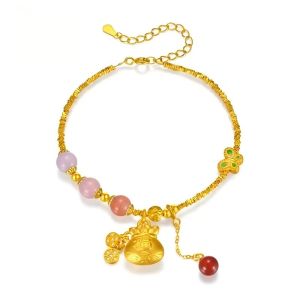 Original Design S925 Silver Bracelet with Broken Silver And Agate for Women Unique Chinese Style Christmas Fashion Jewelry