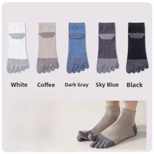 miiow | Mens Five-Finger Cotton Socks Breathable Antibacterial Sweat Absorbent Mid-Calf Thin Summer No-Show Short socks