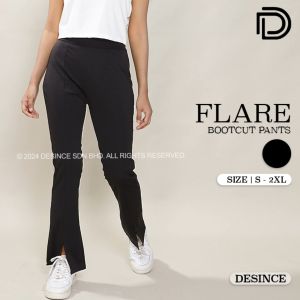DESINCE Women Bootcut Pants Flare Long Pants Black Women Trousers High Waist Seluar Panjang Perempuan Hitam WP 016