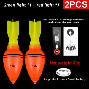 2 Cái/bộ Phao Câu Cá Ban Đêm Mọi Thời Tiết Phao Dạ Quang Đổi Màu Bụng To Cho Hồ Chứa Ao Hồ Hình Bầu Dục Đuôi Cứng