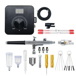 GOYOJO 15-40 PSI Airbrush Kit with Air Compressor Dual-Action Multi-Function Portable Airbrush Set LED Display 3 Nozzles