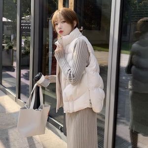 WANGGONGZHU | Fashionable Loose Womens Down Vest Jacket Autumn Winter New Style Small Size Trendy Cotton Vest Short Pure Color Commute