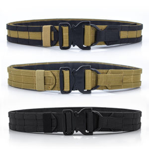 Double Layer Thickened Waist Seal Adjustable Velcro inside and outside Tactical Combat Canvas Belt Ronin Training Military Training Pant Belt