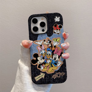 Cute Cartoon Denim Pattern  Case Full Cover Two-In-One Mickey Protection Shell for  XR plus Mobile Phones