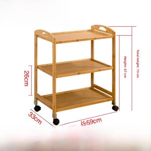 Kitchen Multi-layer Storage Rack Mobile with Wheels Bedroom Vegetable Stand Beauty Salon Organizer Small Cart Bamboo Material