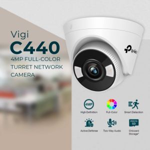 TP-Link Official Store | VIGI C440 | 4MP Full-Color Turret Home Security Network CCTV Camera Connect to Cellphone