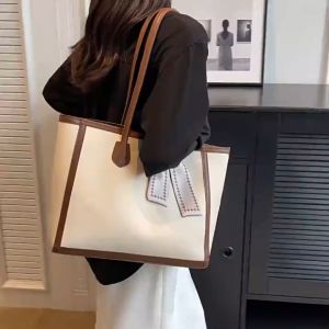 Korean Classic Leather Tote Bag Women Leisure Scarf Pendant Shoulder Bag Waterproof Handbag