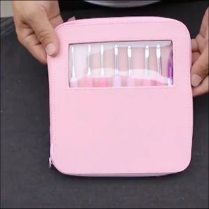 10Pcs Sewing Crochet Hook Set 2.5mm-6mm Knitting Needles Kit with Pink Case