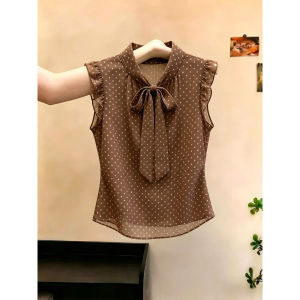 Vintage Polka Dots Bow-tie Blouse Shirt