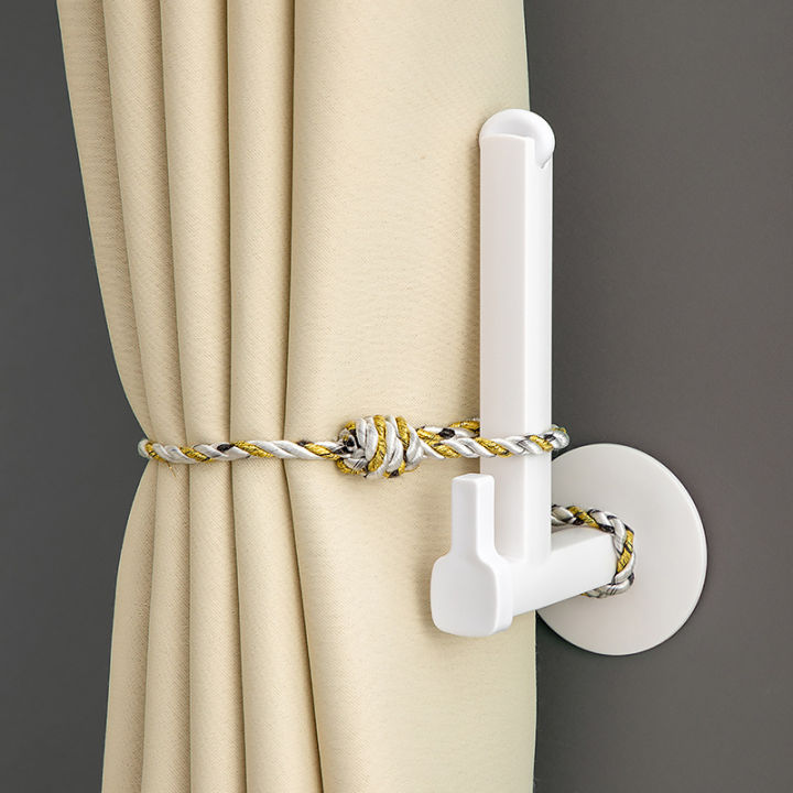 Curtain Holder Shower Curtain Hooks Drapes Curtains Strap on Curtain Hold Hook  Curtain Retainer Door Hooks for Hanging Adhesive Hanging Hook Wall Hook  White Side Hook Indoor