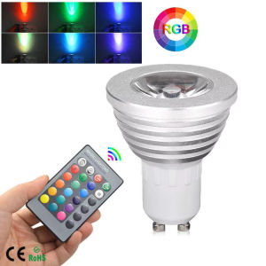 E27/GU10 รีโมทคอนโทรล LED RGB Spotlight หลอดไฟ 5W บ้านตกแต่งสีวันหยุดหรี่แสงได้ Magic RGB + รีโมทคอนโทรล