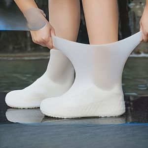 1 Pair Rubber Rain Boot Overshoes For Outdoor Use Silicone Waterproof Shoes Covers Rainy Day Shoe Covers Reusable Non-Slip Rain