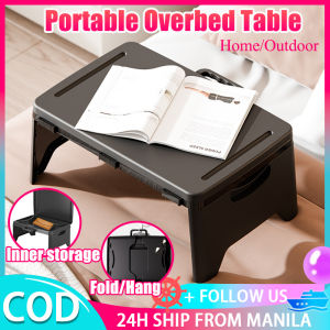 Folding Lap Desk Portable Overbed Table Multi-Purpose Mobile Table With Handle Laptop Desk For Working Reading Travel Bed Table Tray With Storage Mini Desk Study Table Save Space For Bed Sofa Home Outdoor Office