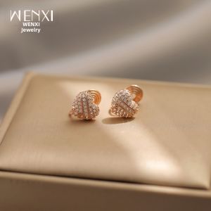 WENXI | Flashy Heart Rose Gold No-Piercing Ear Cuffs