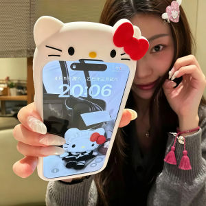 Sanrio | Korean INS Back View Hello Kitty Phone Case For iPhone 12 13 14 15 16 17 Pro Max Plus 17 Pro Shockproof Soft Silicone Back Cover