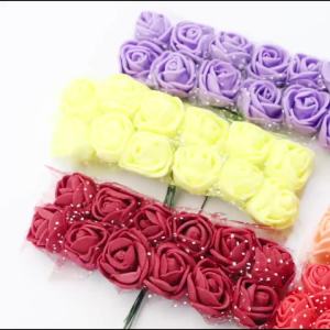 144pcs/1.7cm Mini Lace Pe Rose Foam Flower Heads Bouquet For Wedding Home Decoration Scrapbooking DIY Wreath Artificia Flowers