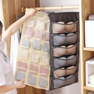 ที่เก็บชุดชั้นใน  เก็บถุงเท้า แบบแขวน  2 ด้านแบบไม้เเขวน เก็บกางเกงใน ช่องเก็บของแบบแขวน