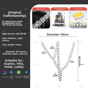 LSHE | Loft Style Designer Crystal and Pearl Chandelier Large Light