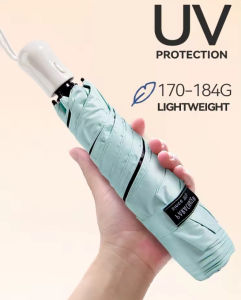 LORDWEY & Parachase Portable Automatic Sun Umbrella Woman Lightweight Foldable Mini Umbrella with Storage Bag UV Protection Sunshade Travel Umbrella