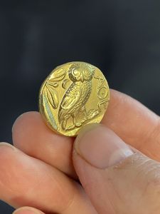 Ancient Wisdom Goddess Athena And Owl Vintage Coin Olive Branch Ring Necklace Accessories Couple Creative Gifts Home Decor