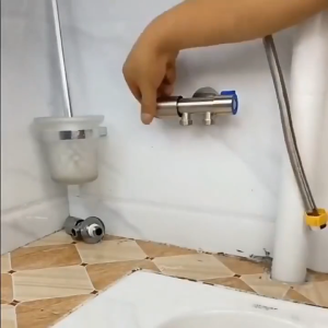 1/2" Angle Valve One In Two Out Stainless Steel Faucet Double Switch Bathroom Toilet Faucet