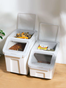 Sealed Moisture Proof Cat Food Storage Bucket Rice Container Plastic Kitchen Storage Jar Pet Food Bin Dog Food Storage Tub