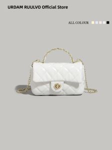 URCDN RDALVO | White Diamond Quilted Versatile Fashionable Handbag Shoulder Bag Crossbody