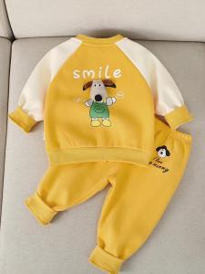 Cute Childrens Spring Autumn Outfit Set Baby Boys Girls Clothes Outerwear Fashionable Casual Cotton Polyester Blend