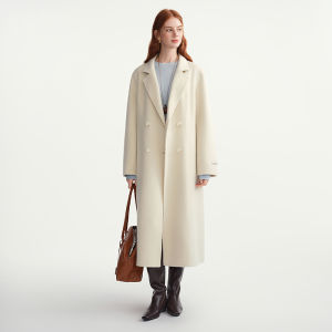 DUSHU | Plus Size Double Face Wool Coat with Notch Lapel and Two-row Buttons