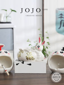 Healing Rabbit Figurine Office Ashtray Ceramic Modern Minimalist Style Decorative Accessories from Mainland China JOJOS L PD