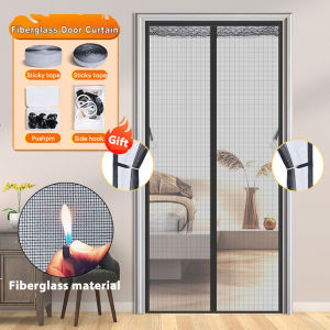 Magnetic Screen Door Anti Mosquito Fiberglass Mesh Door Curtain Heavy Duty Door Screen with Side Hook