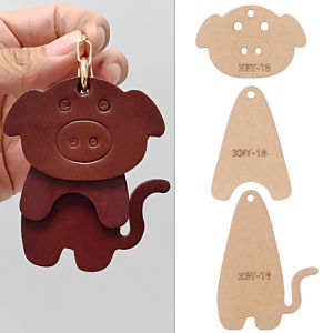 1Set Personalized Pig-Shaped Keychain/Bag Pendants - Kraft Paper TemplateDIY Leather Handmade Crafts-Sewing Template with Holes