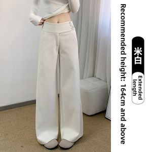 NIANDAIJINGDIAN | Vintage Gray Melton Wide-leg Trousers