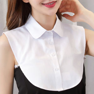 Womens All-Matching Fake Collar Shirt Collar Cotton Decorative Stand Collar round Neck Square Collar Fake Collar New White Stripes Blouse Collar