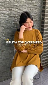 Beliya Top Blouse Balon NONBUSUI Ziggy Oversized Tangan Balon TerBest Seller Kaos Lengan Karet Polos Wanita Jumbo by Ziggy