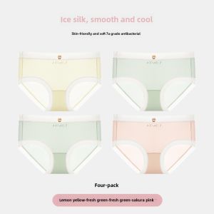 MiiOW Girl Underwear Kids Ice Silk Seamless Boxers Summer Thin Non-Clip Butt Development Period Boxer Shorts