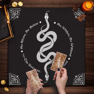 ผ้าปูโต๊ะลายงูมาม่าดำสำหรับทำนายดวงชะตา วิคาเมะ โมเดิร์น ทาร์อต รีดดิ้ง ตกแต่งงานปาร์ตี้ ศิลปะการทำนายดวงชะตา ผ้าปูแท่นบูชา
